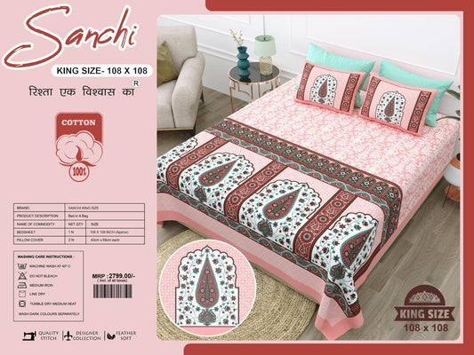 Luxury Jumbo Size Bedsheet Set with 2 Pillow Covers for Big Beds