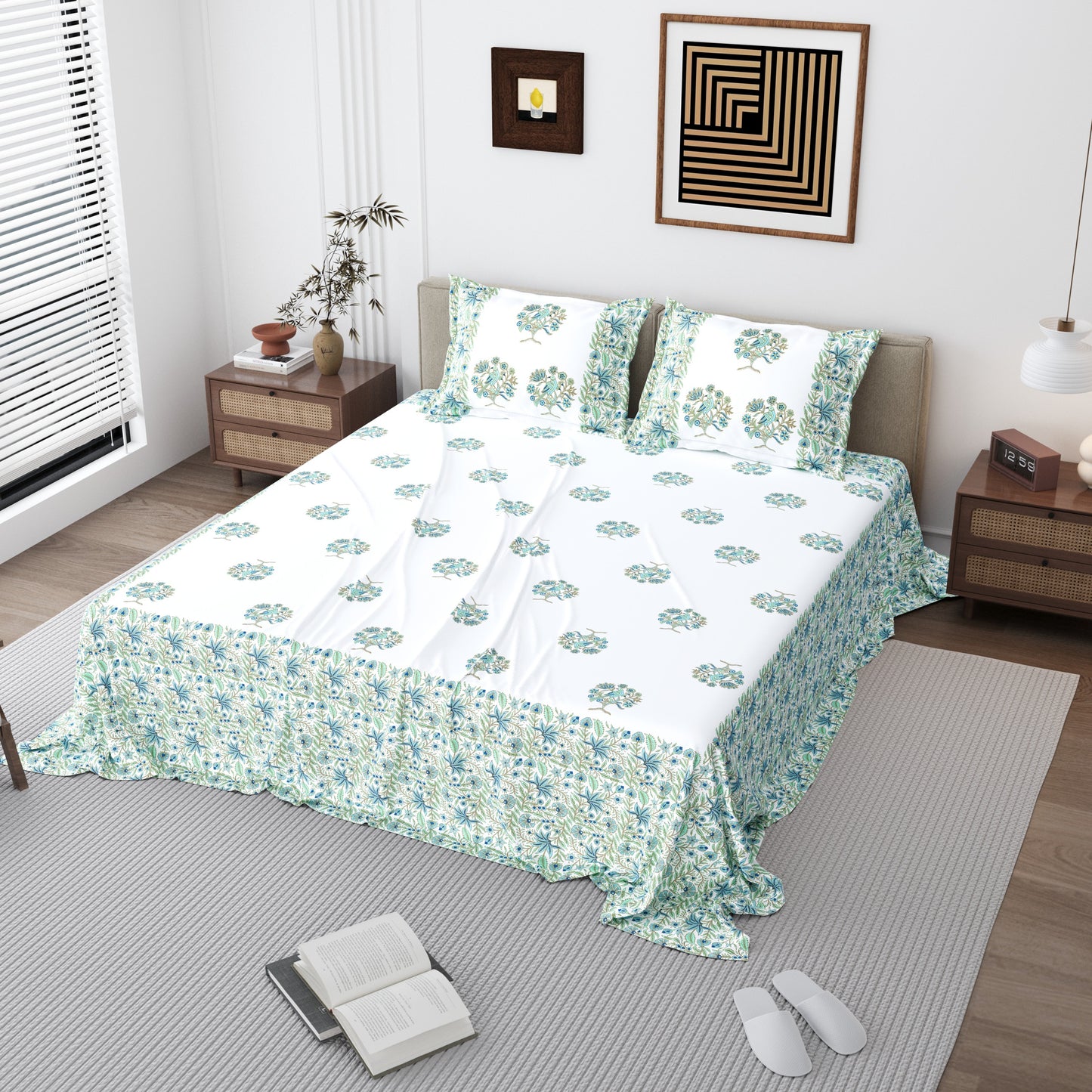 Luxury Jumbo Size Bedsheet Set with 2 Pillow Covers for Big Beds