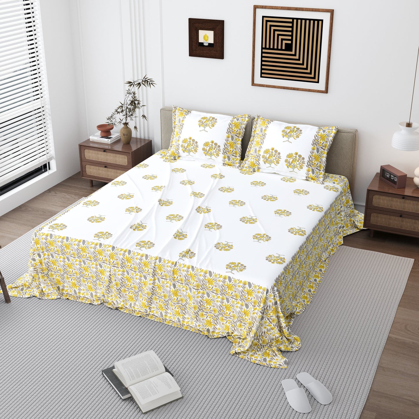 Luxury Jumbo Size Bedsheet Set with 2 Pillow Covers for Big Beds