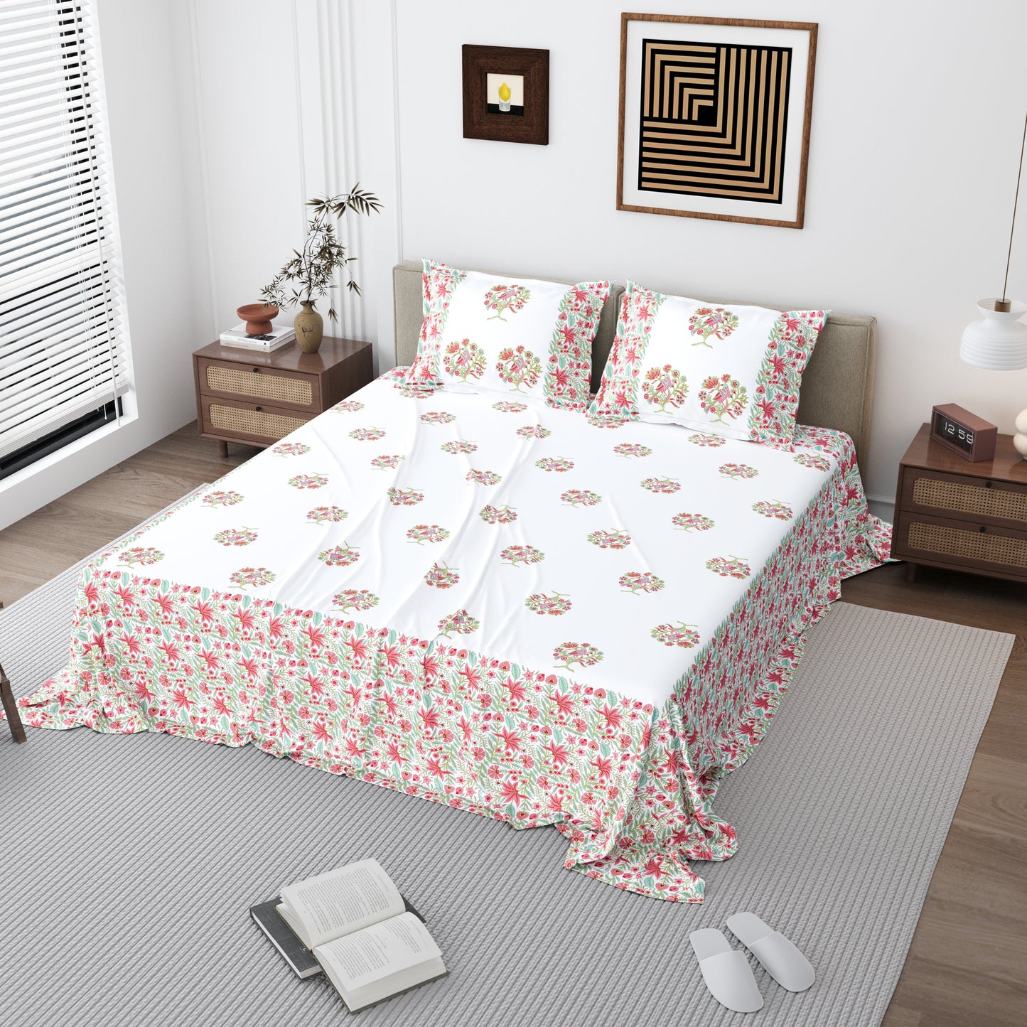 Luxury Jumbo Size Bedsheet Set with 2 Pillow Covers for Big Beds