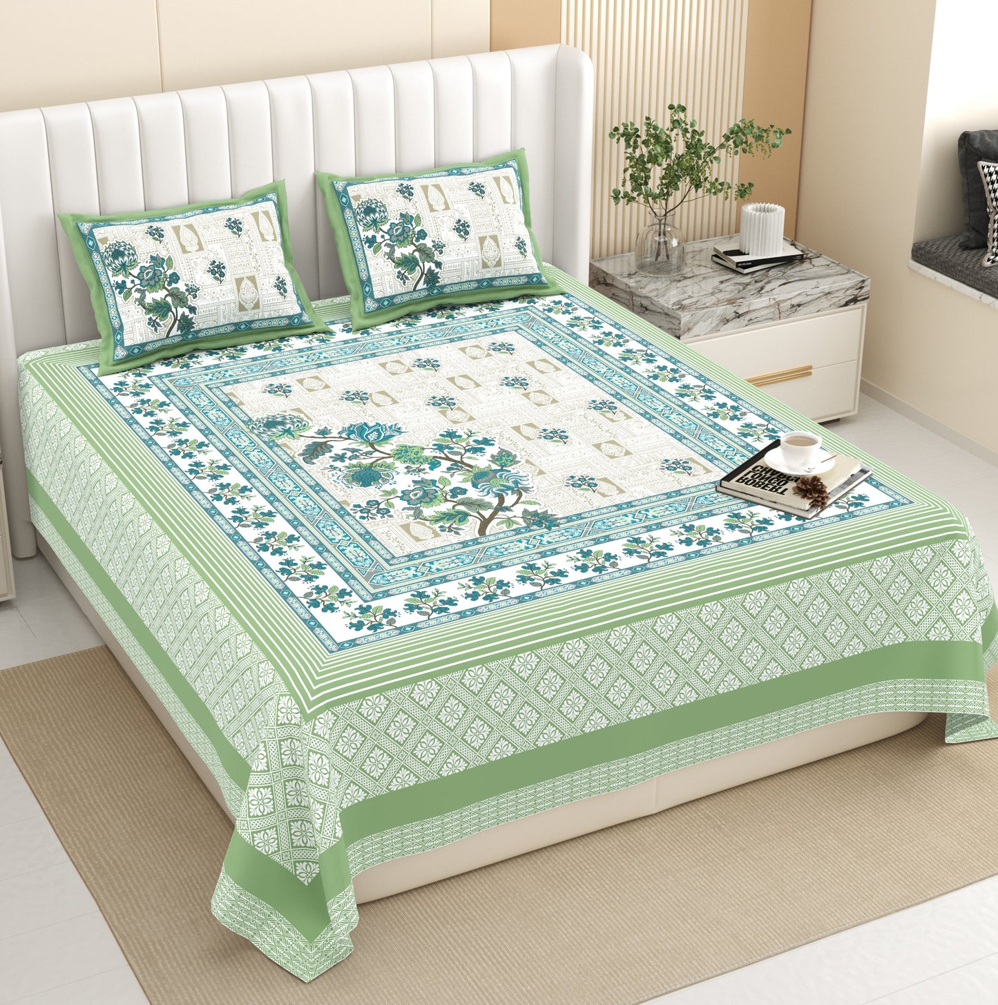 Luxury Jumbo Size Bedsheet Set with 2 Pillow Covers for Big Beds