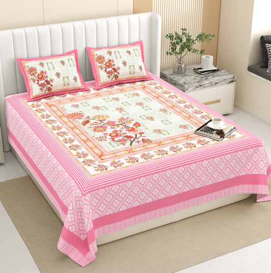 Luxury Jumbo Size Bedsheet Set with 2 Pillow Covers for Big Beds