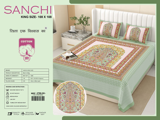 Luxury Jumbo Size Bedsheet Set with 2 Pillow Covers for Big Beds