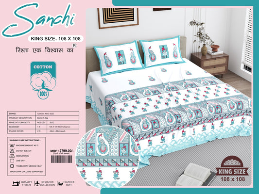 Luxury Jumbo Size Bedsheet Set with 2 Pillow Covers for Big Beds