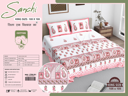 Luxury Jumbo Size Bedsheet Set with 2 Pillow Covers for Big Beds