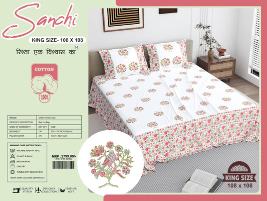 Luxury Jumbo Size Bedsheet Set with 2 Pillow Covers for Big Beds