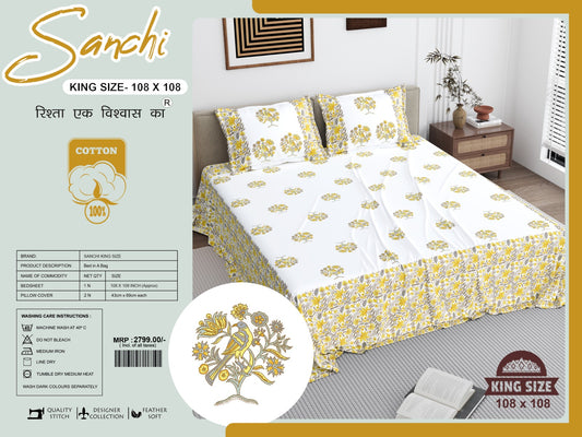 Luxury Jumbo Size Bedsheet Set with 2 Pillow Covers for Big Beds
