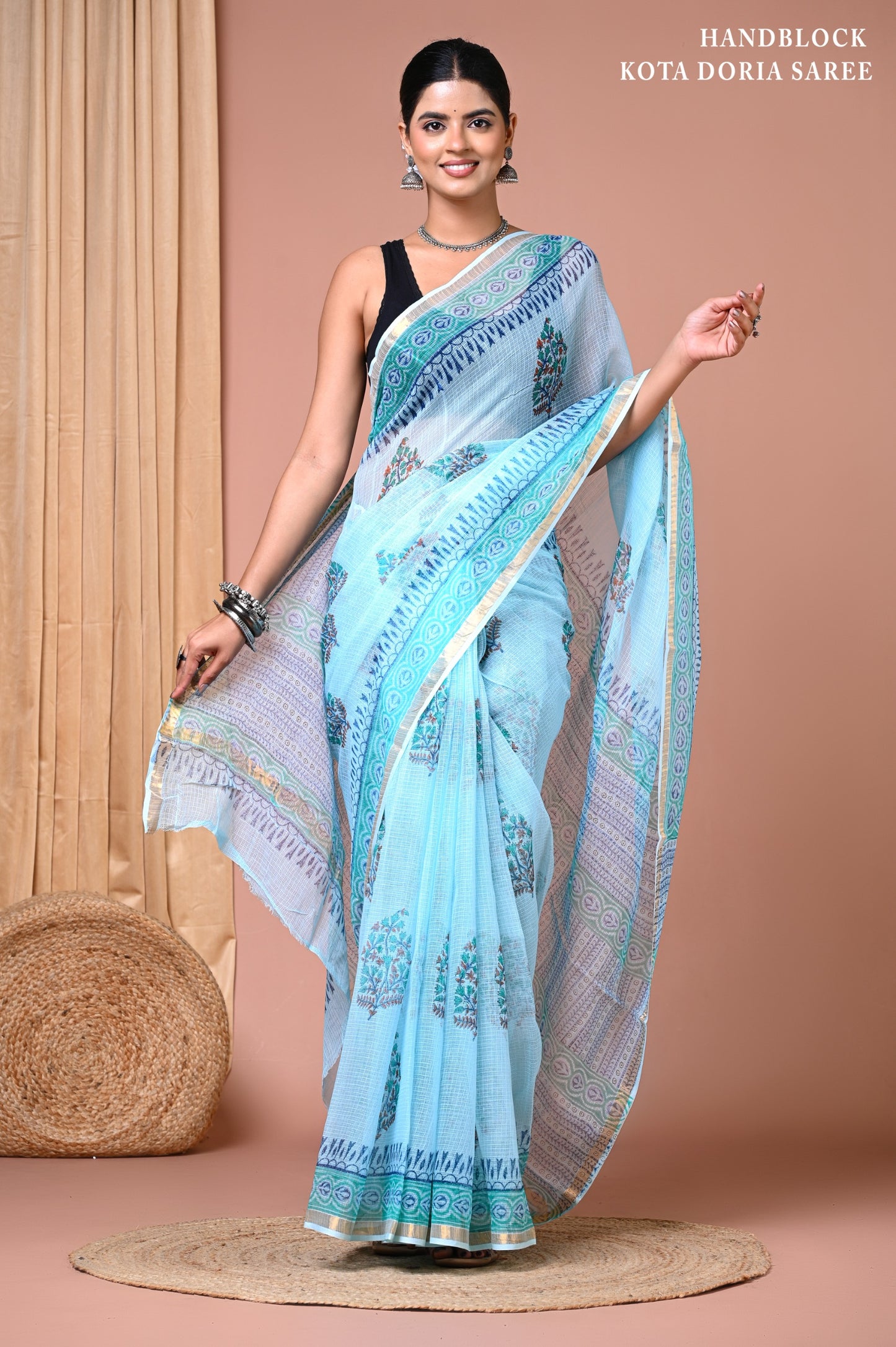 Classic Jaipuri Printed Cotton Mulmul Saree for Women
