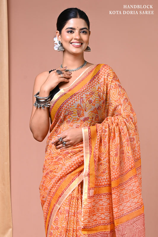 Classic Jaipuri Printed Cotton Mulmul Saree for Women