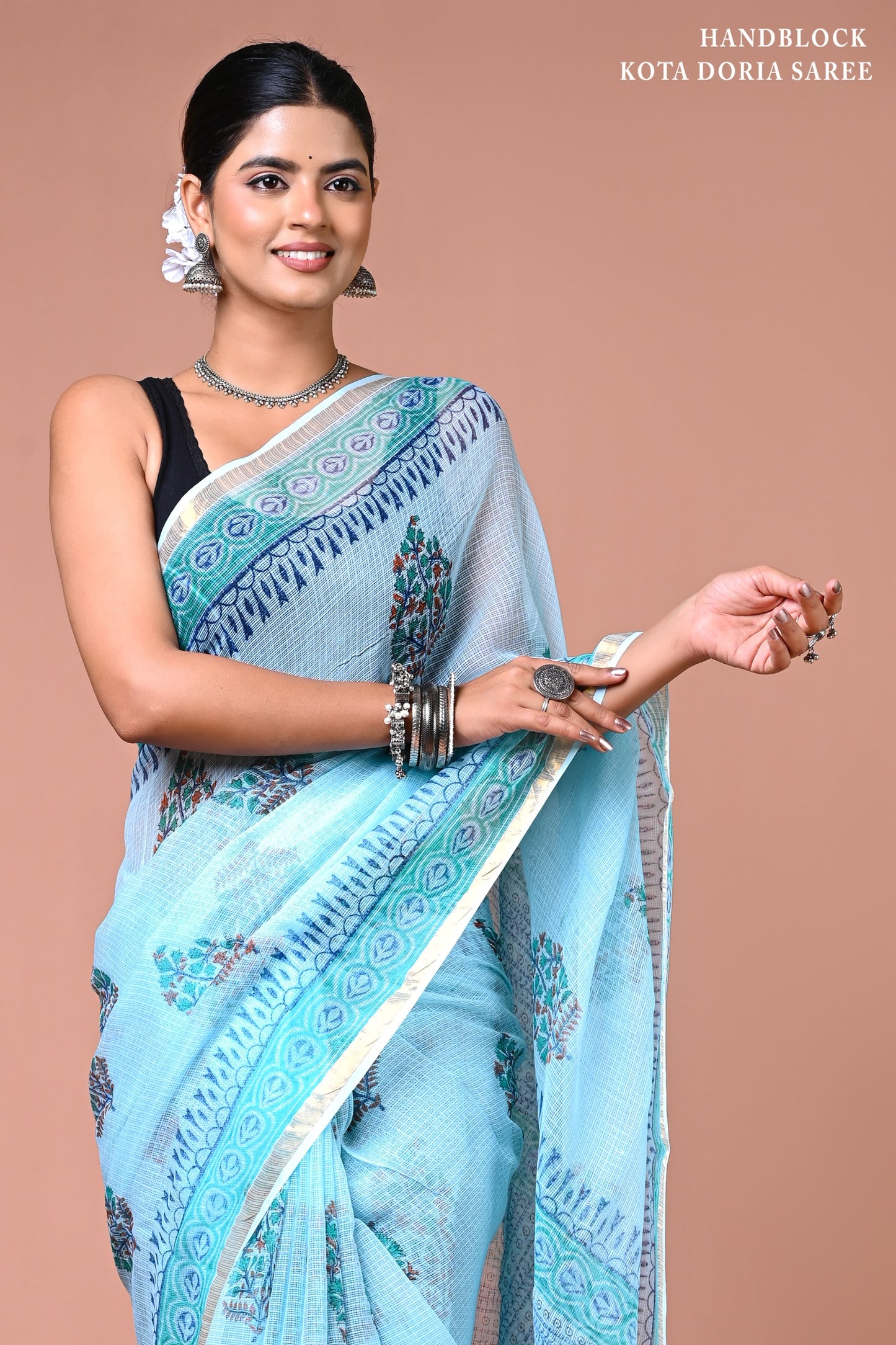 Classic Jaipuri Printed Cotton Mulmul Saree for Women
