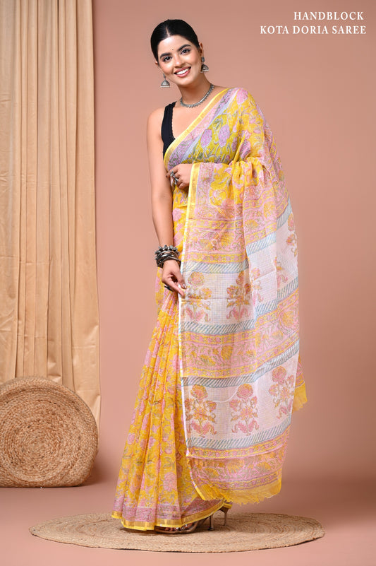 Elegant Kota Doriya Cotton Silk Saree – Lightweight Summer Wear
