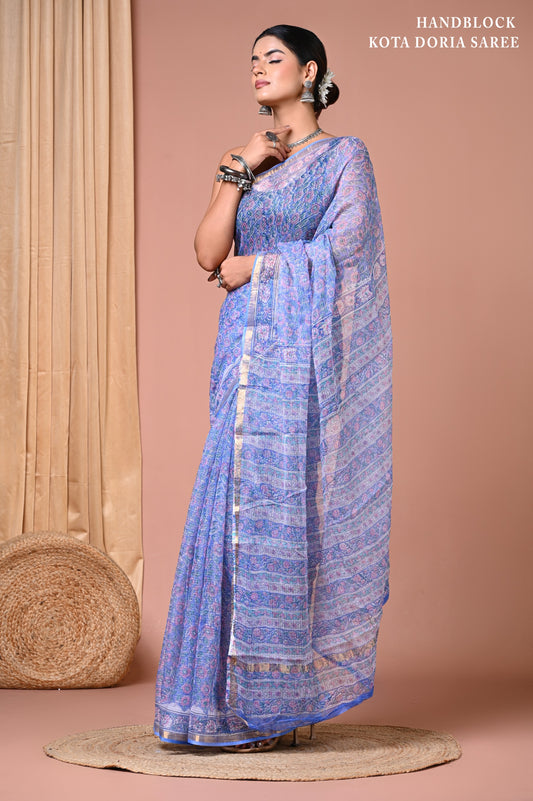 Classic Jaipuri Printed Cotton Mulmul Saree for Women