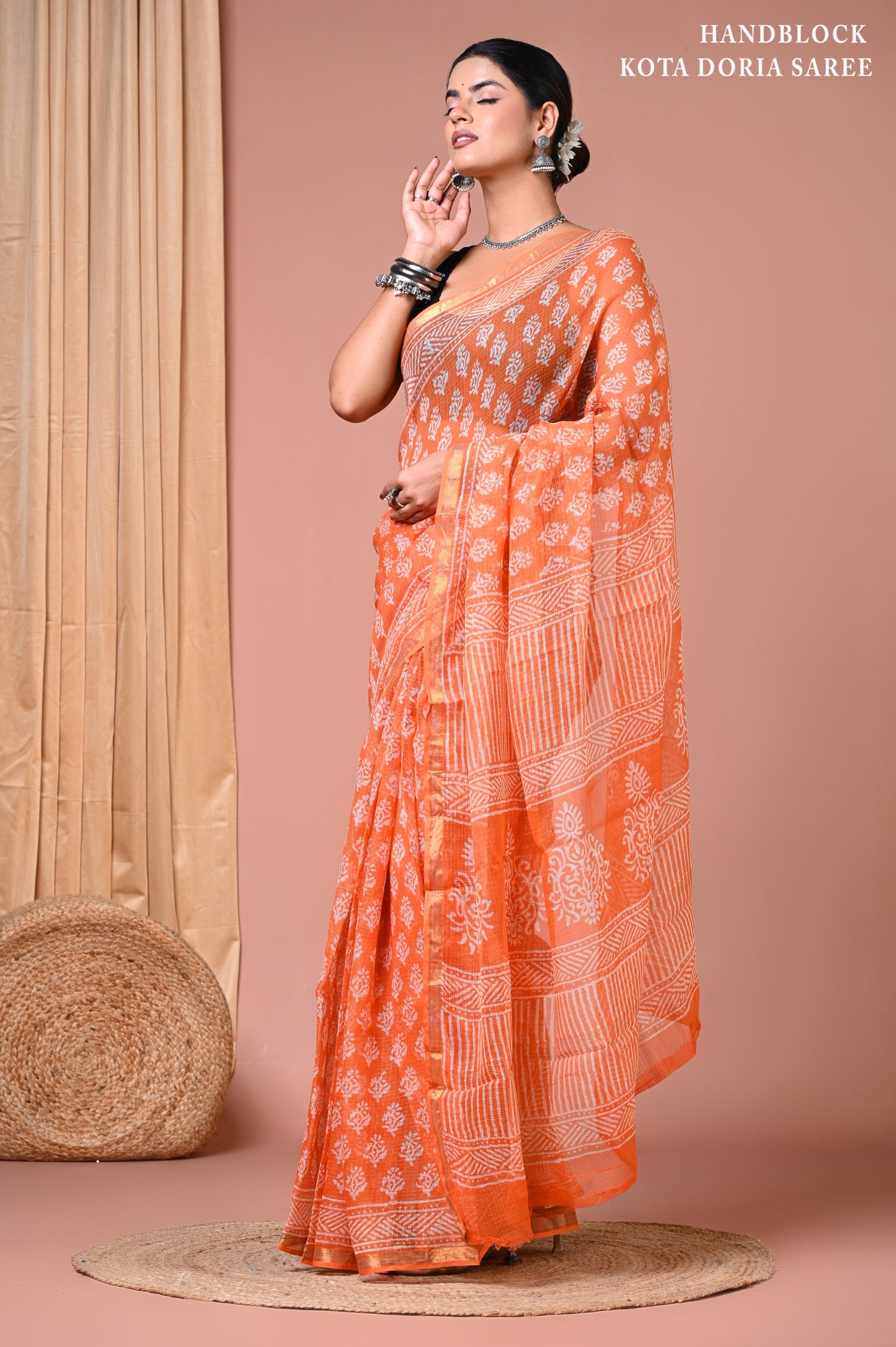 Classic Jaipuri Printed Cotton Mulmul Saree for Women