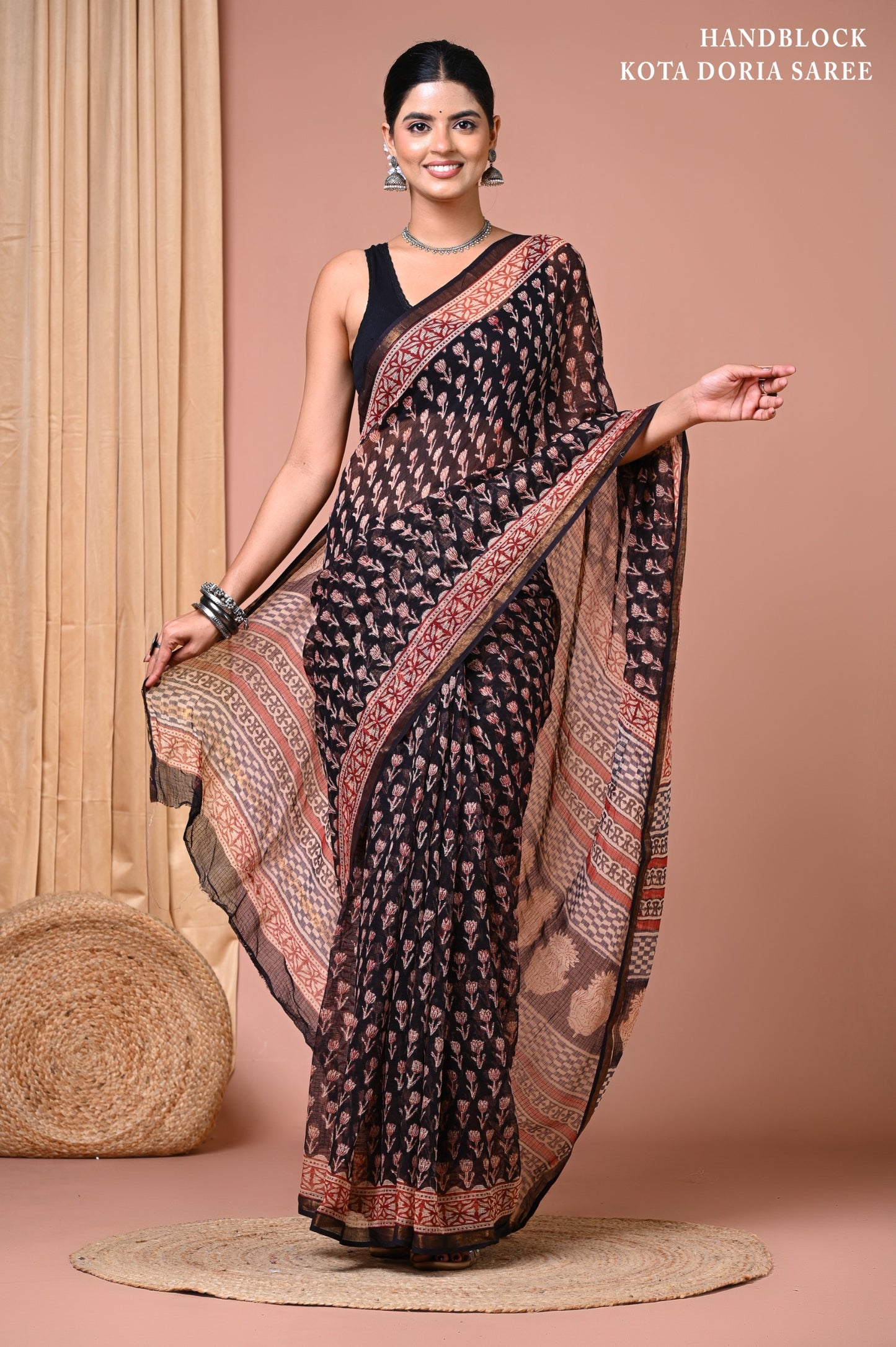 Classic Jaipuri Printed Cotton Mulmul Saree for Women