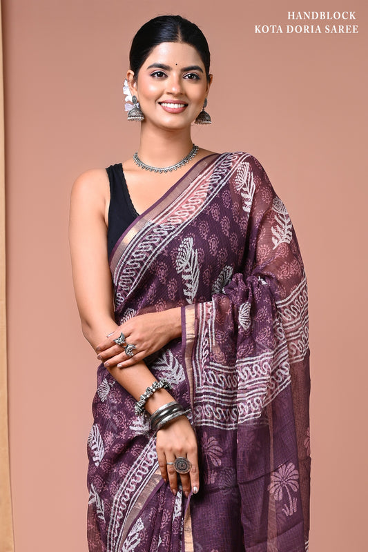 Elegant Kota Doriya Cotton Silk Saree – Lightweight Summer Wear