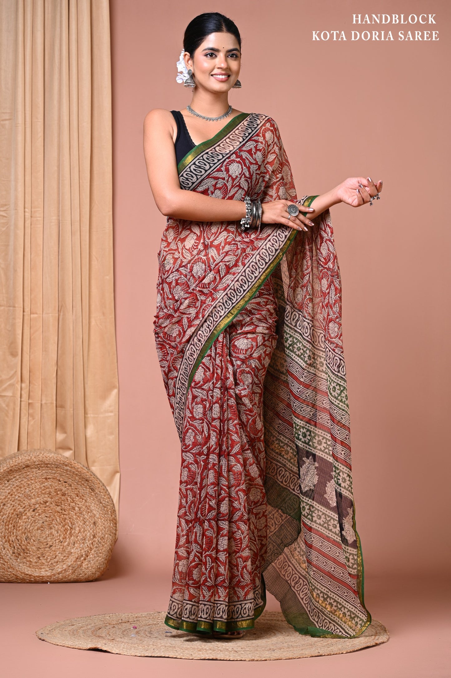 Classic Jaipuri Printed Cotton Mulmul Saree for Women