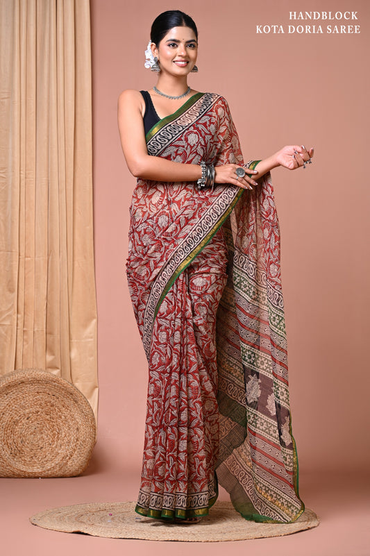 Classic Jaipuri Printed Cotton Mulmul Saree for Women