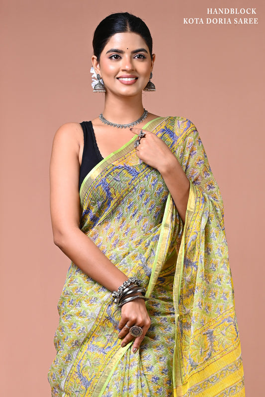 Classic Jaipuri Printed Cotton Mulmul Saree for Women