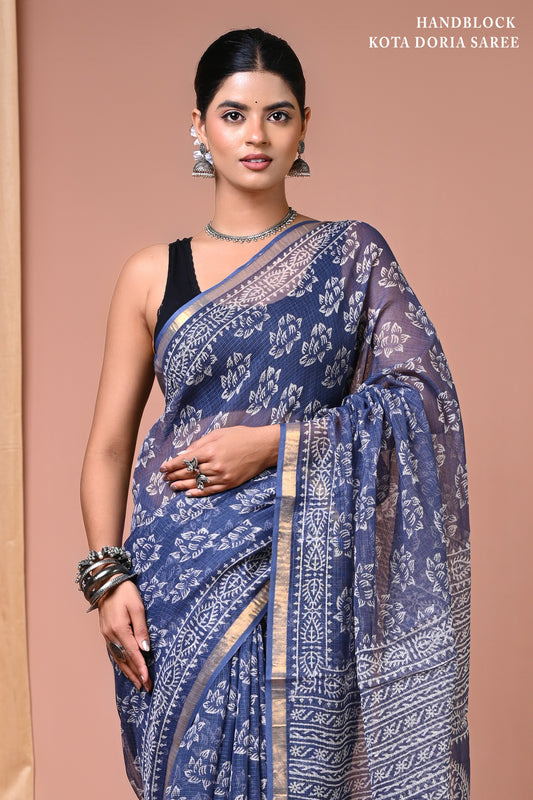 Classic Jaipuri Printed Cotton Mulmul Saree for Women