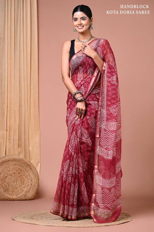 Elegant Kota Doriya Cotton Silk Saree – Lightweight Summer Wear