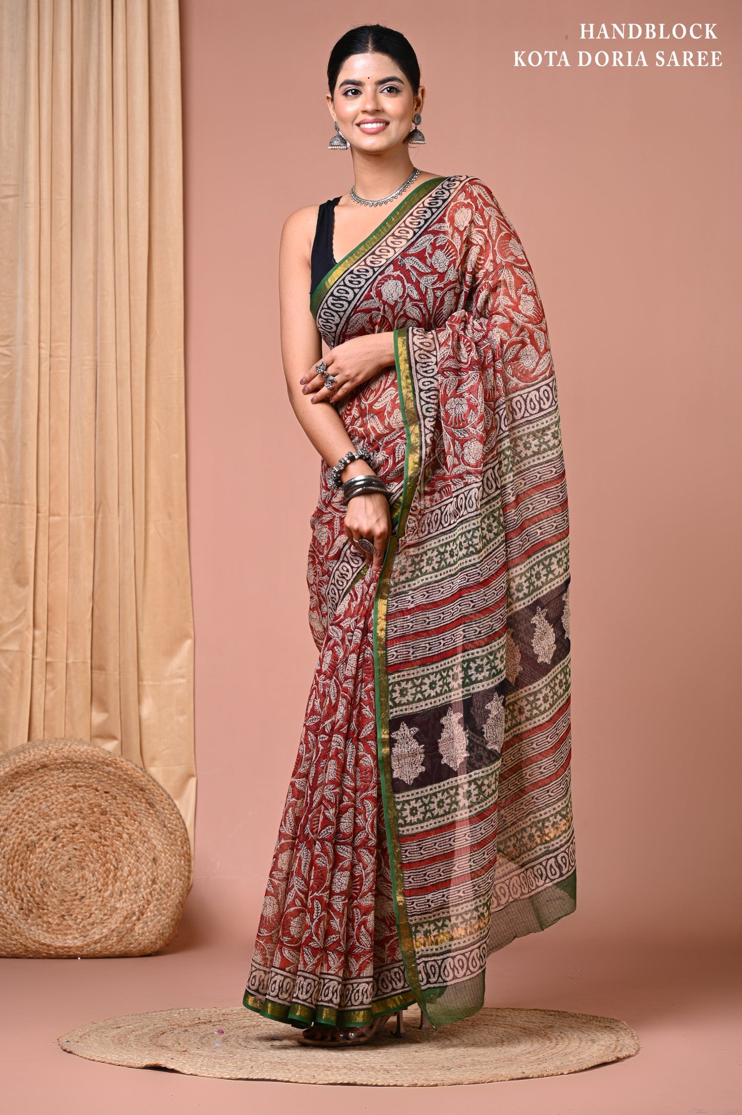 Classic Jaipuri Printed Cotton Mulmul Saree for Women