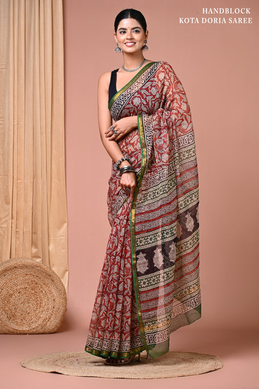 Classic Jaipuri Printed Cotton Mulmul Saree for Women