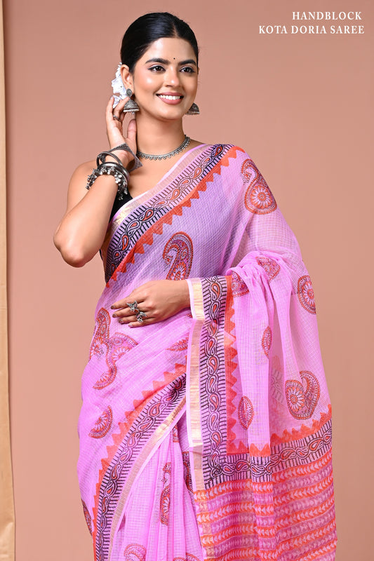 Classic Jaipuri Printed Cotton Mulmul Saree for Women