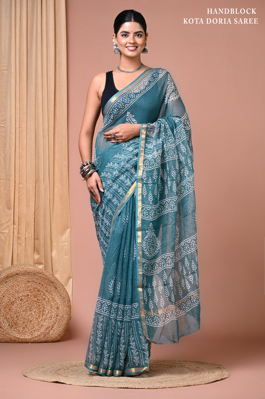 Classic Jaipuri Printed Cotton Mulmul Saree for Women