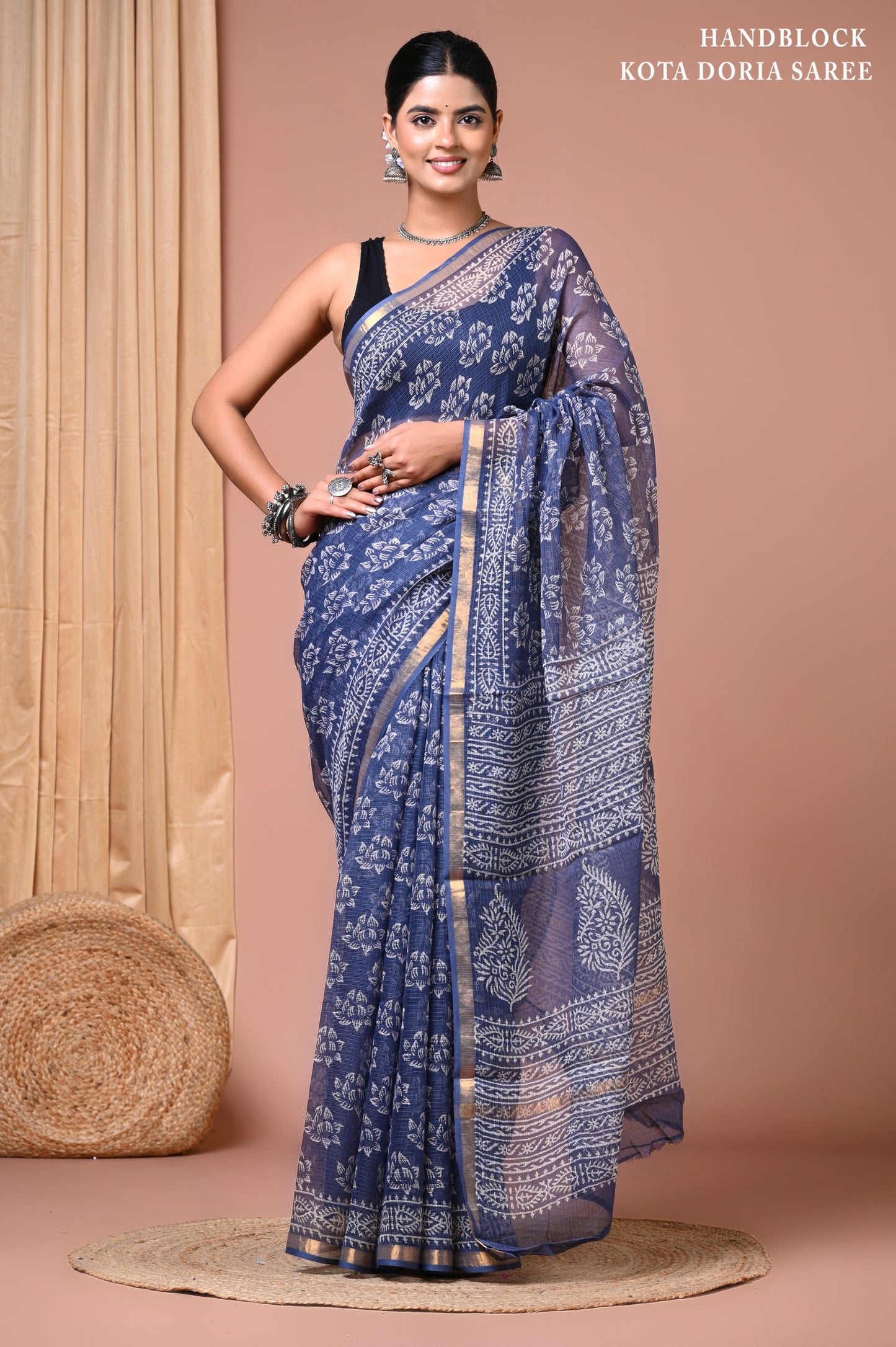 Classic Jaipuri Printed Cotton Mulmul Saree for Women