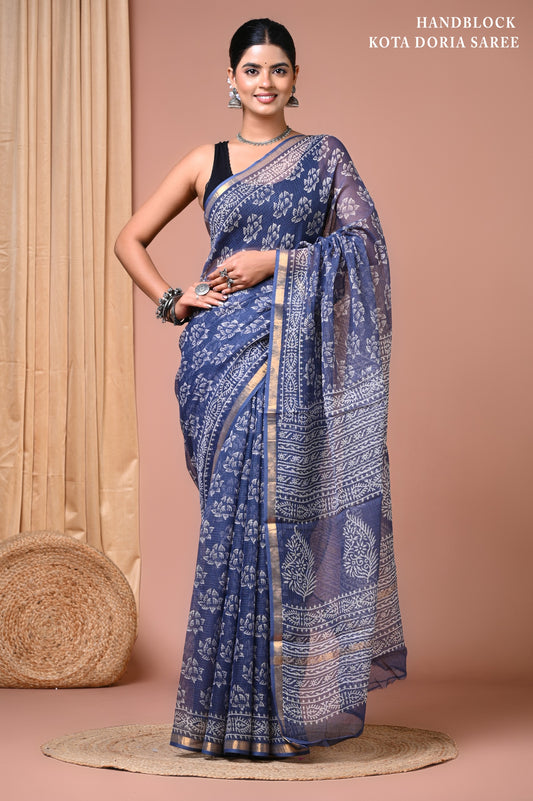 Classic Jaipuri Printed Cotton Mulmul Saree for Women