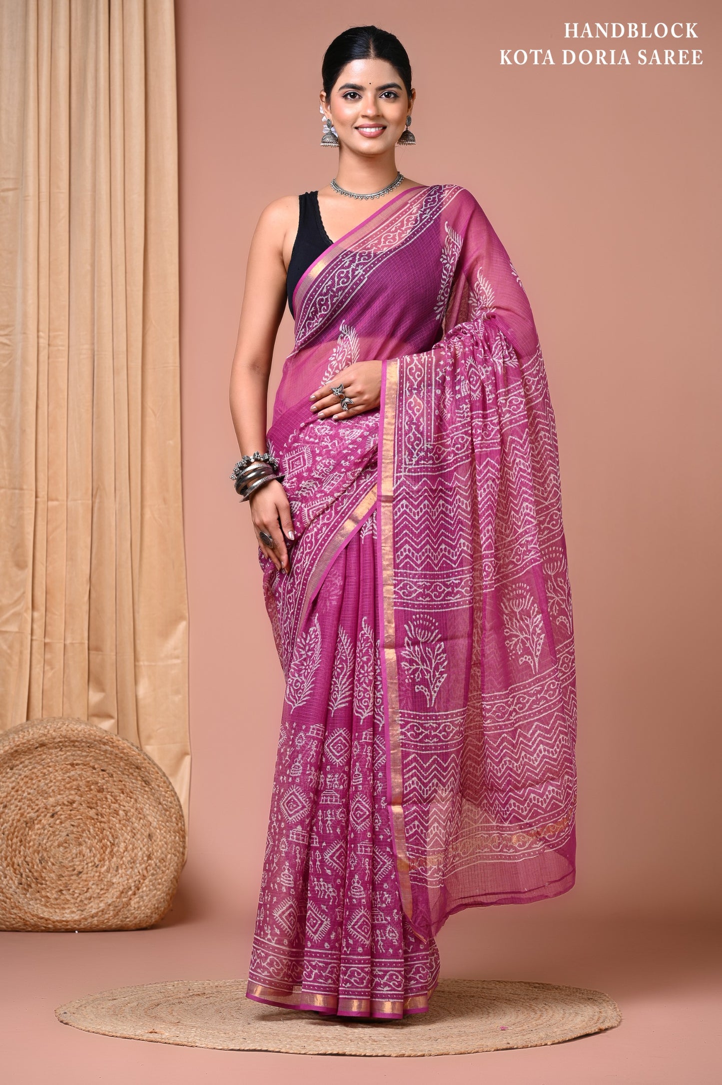 Classic Jaipuri Printed Cotton Mulmul Saree for Women