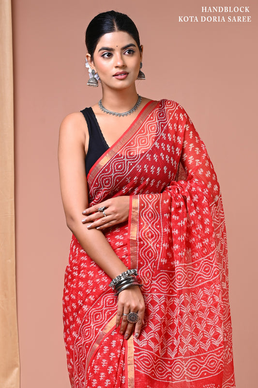 Classic Jaipuri Printed Cotton Mulmul Saree for Women