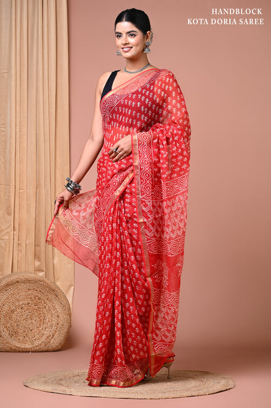 Elegant Kota Doriya Cotton Silk Saree – Lightweight Summer Wear