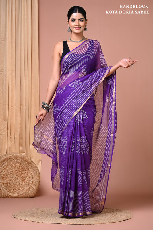 Classic Jaipuri Printed Cotton Mulmul Saree for Women