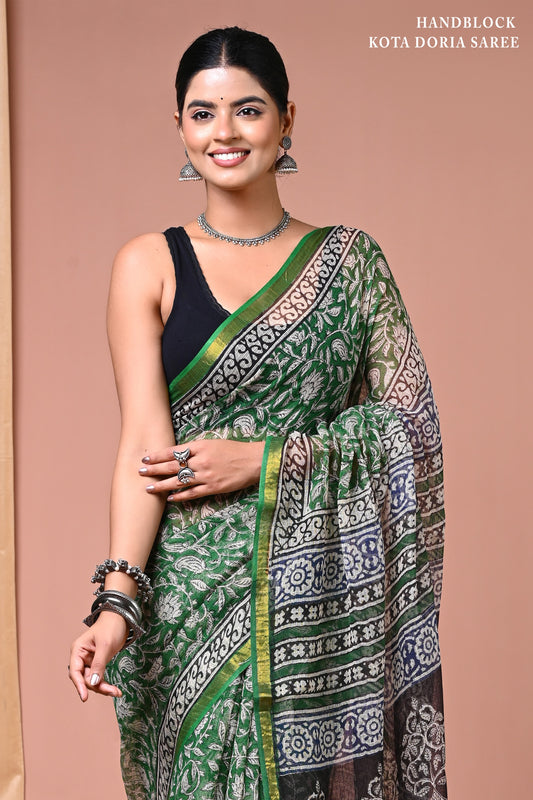 Classic Jaipuri Printed Cotton Mulmul Saree for Women