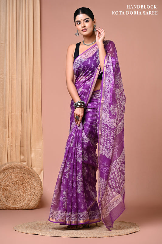 Elegant Kota Doriya Cotton Silk Saree – Lightweight Summer Wear