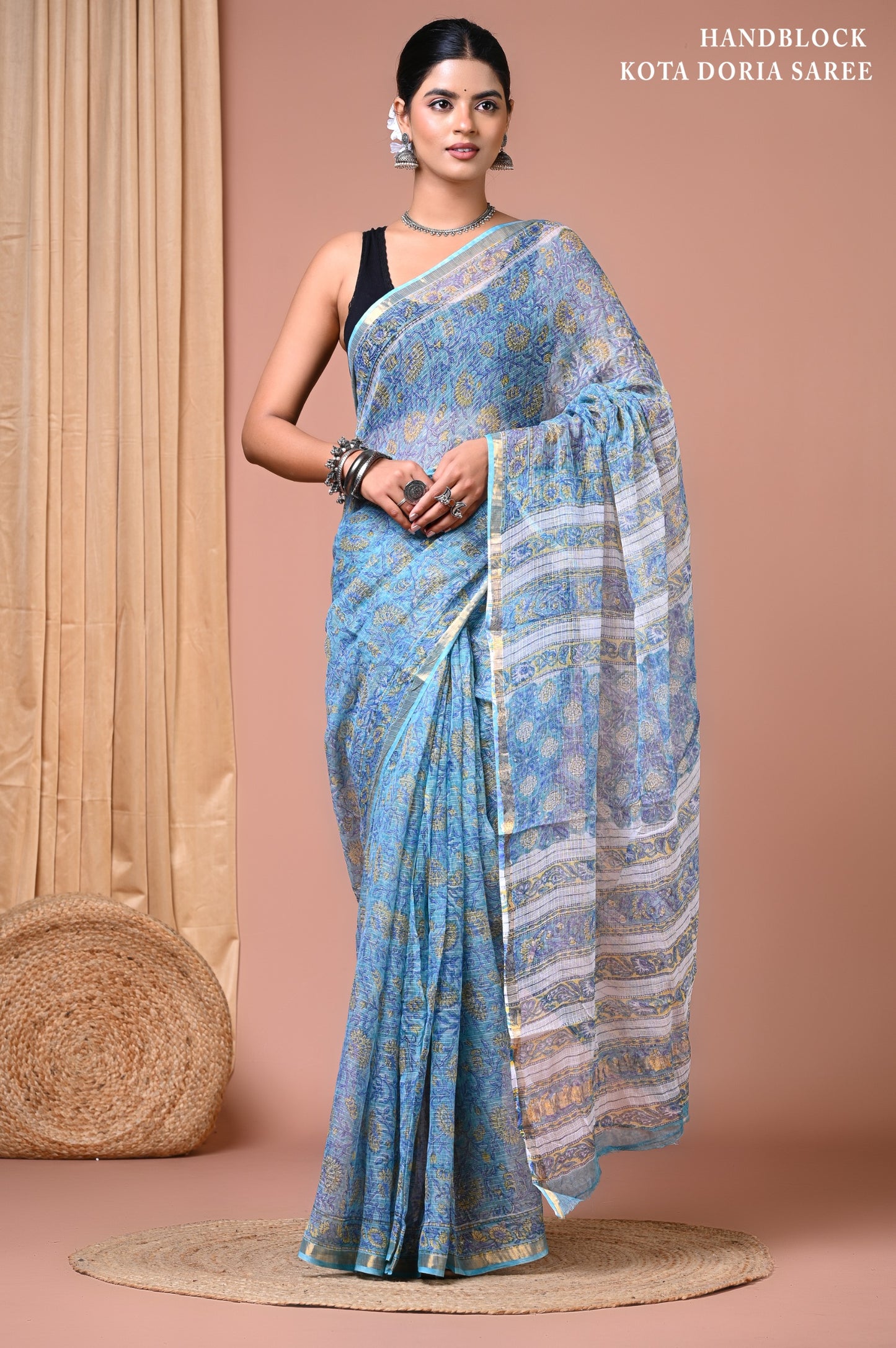 Classic Jaipuri Printed Cotton Mulmul Saree for Women