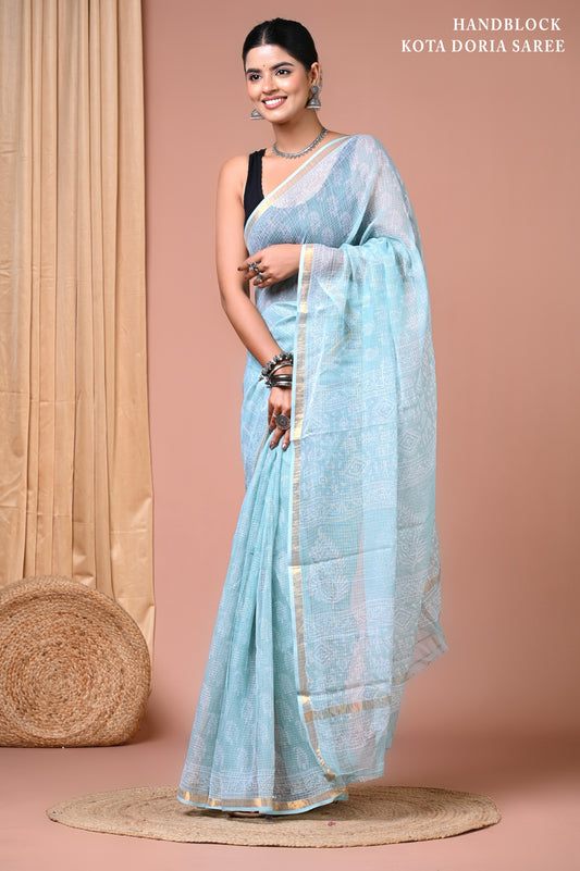 Elegant Kota Doriya Cotton Silk Saree – Lightweight Summer Wear
