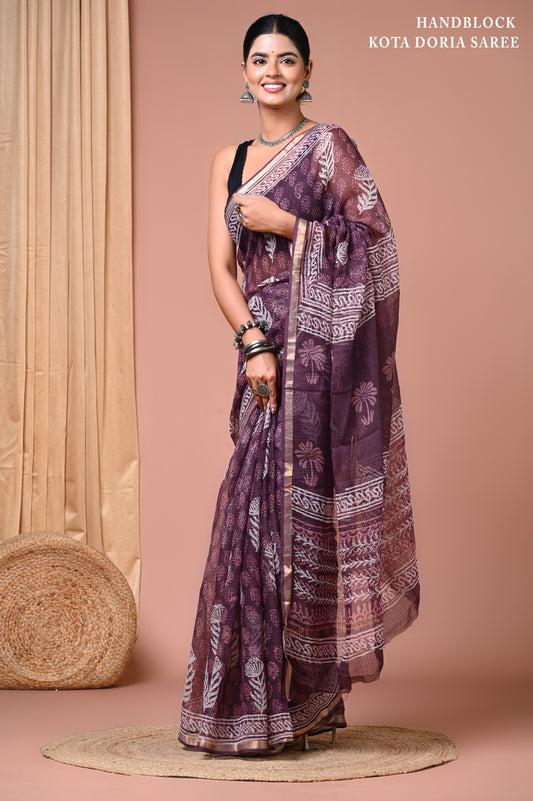 Elegant Kota Doriya Cotton Silk Saree – Lightweight Summer Wear
