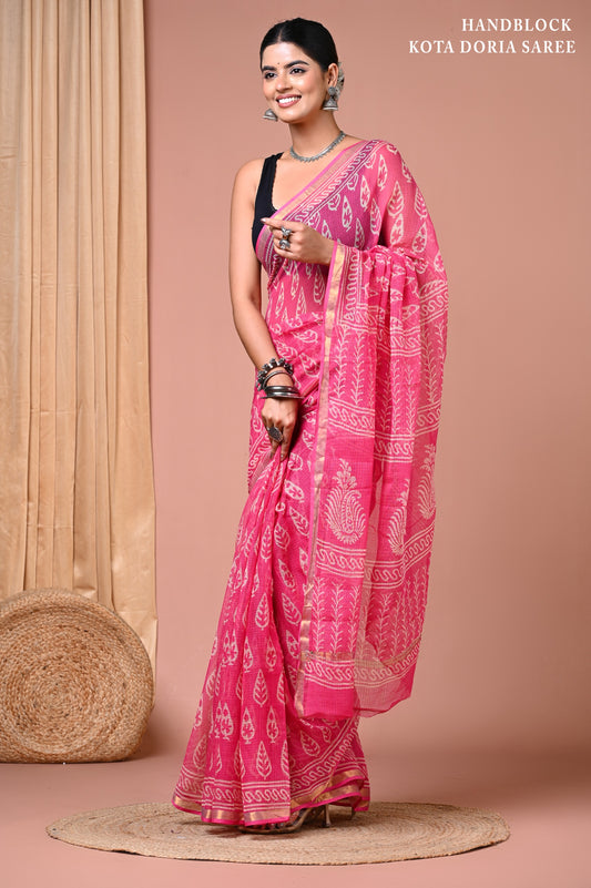 Elegant Kota Doriya Cotton Silk Saree – Lightweight Summer Wear