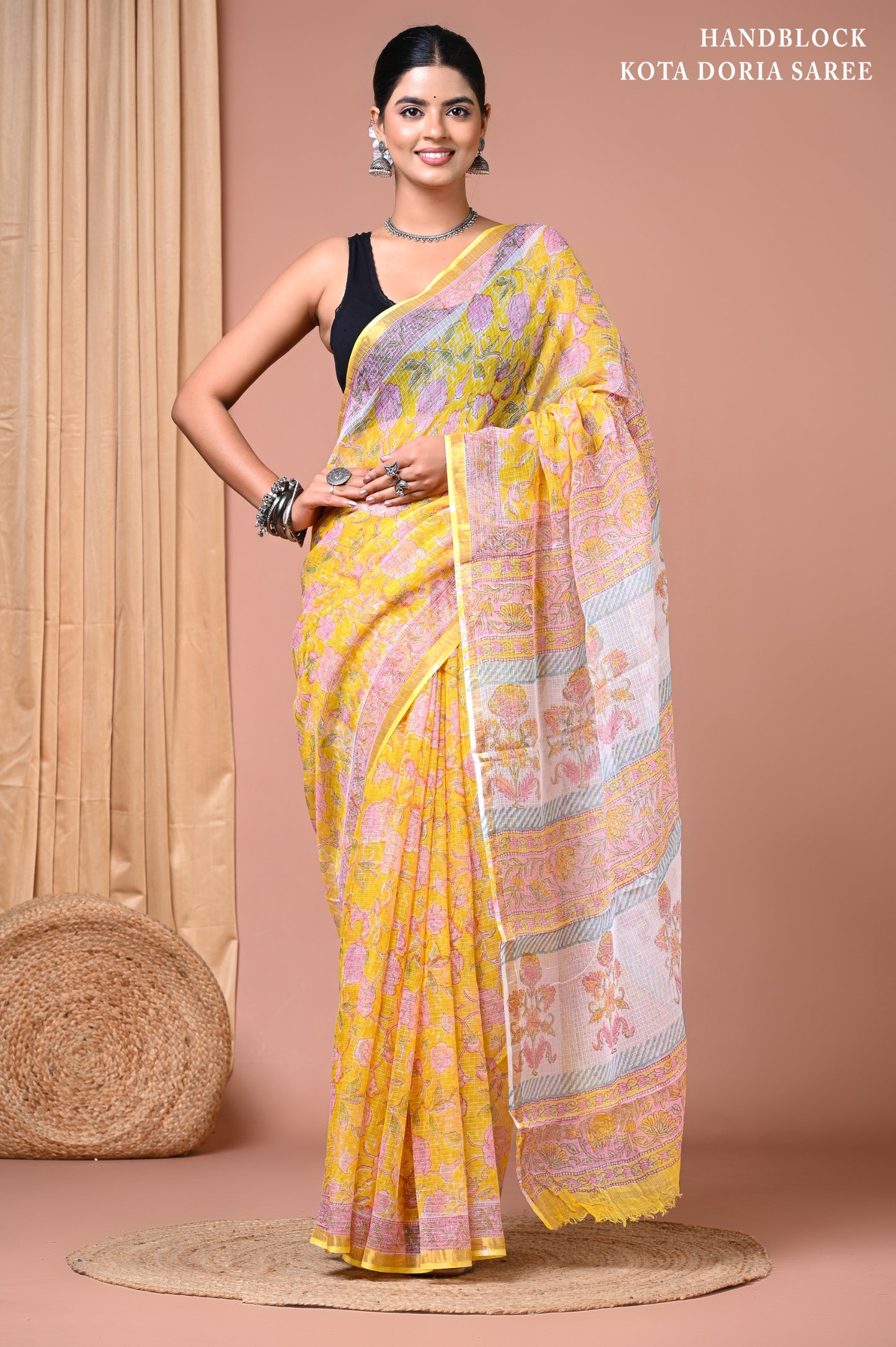 Classic Jaipuri Printed Cotton Mulmul Saree for Women