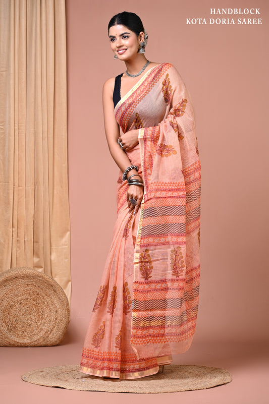 Elegant Kota Doriya Cotton Silk Saree – Lightweight Summer Wear
