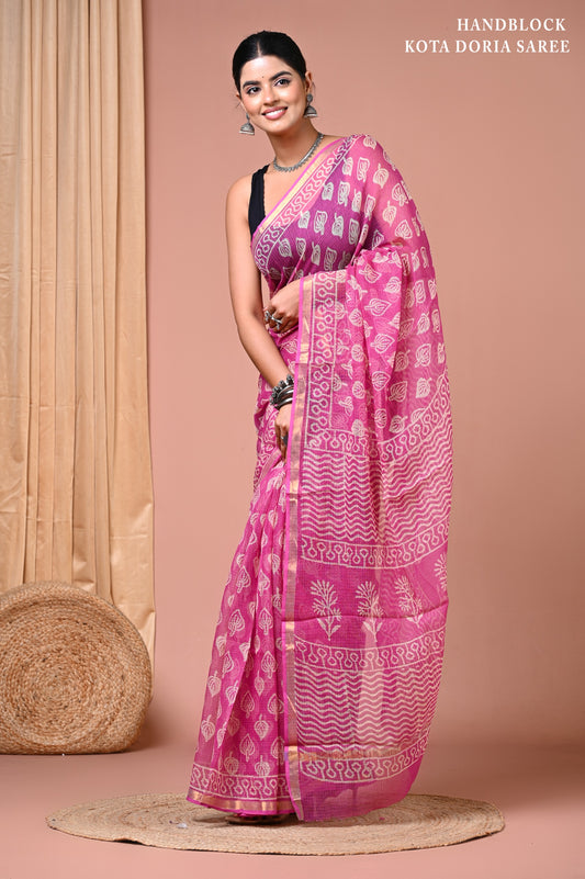 Elegant Kota Doriya Cotton Silk Saree – Lightweight Summer Wear