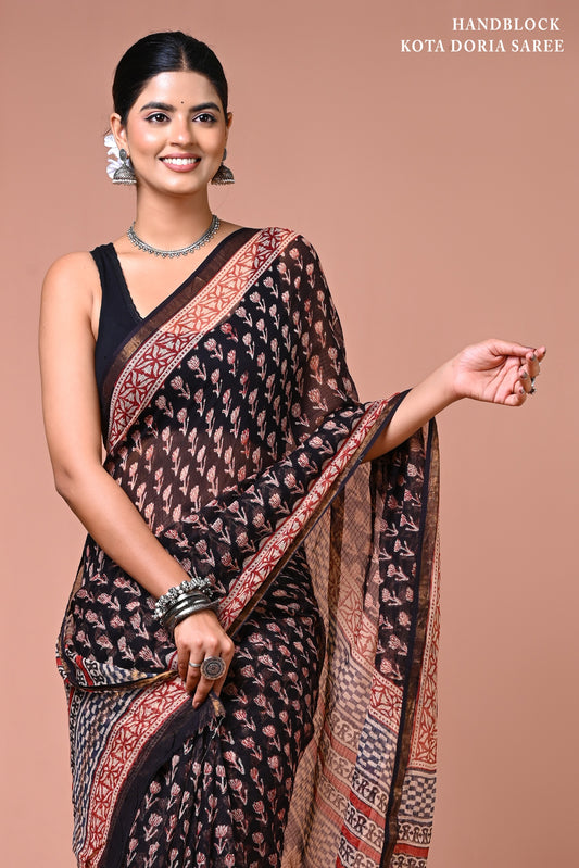 Elegant Kota Doriya Cotton Silk Saree – Lightweight Summer Wear