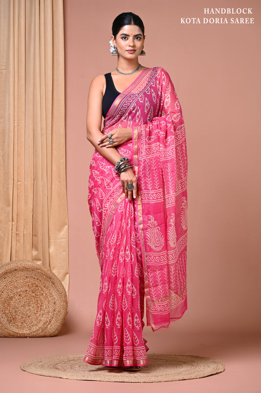 Elegant Kota Doriya Cotton Silk Saree – Lightweight Summer Wear