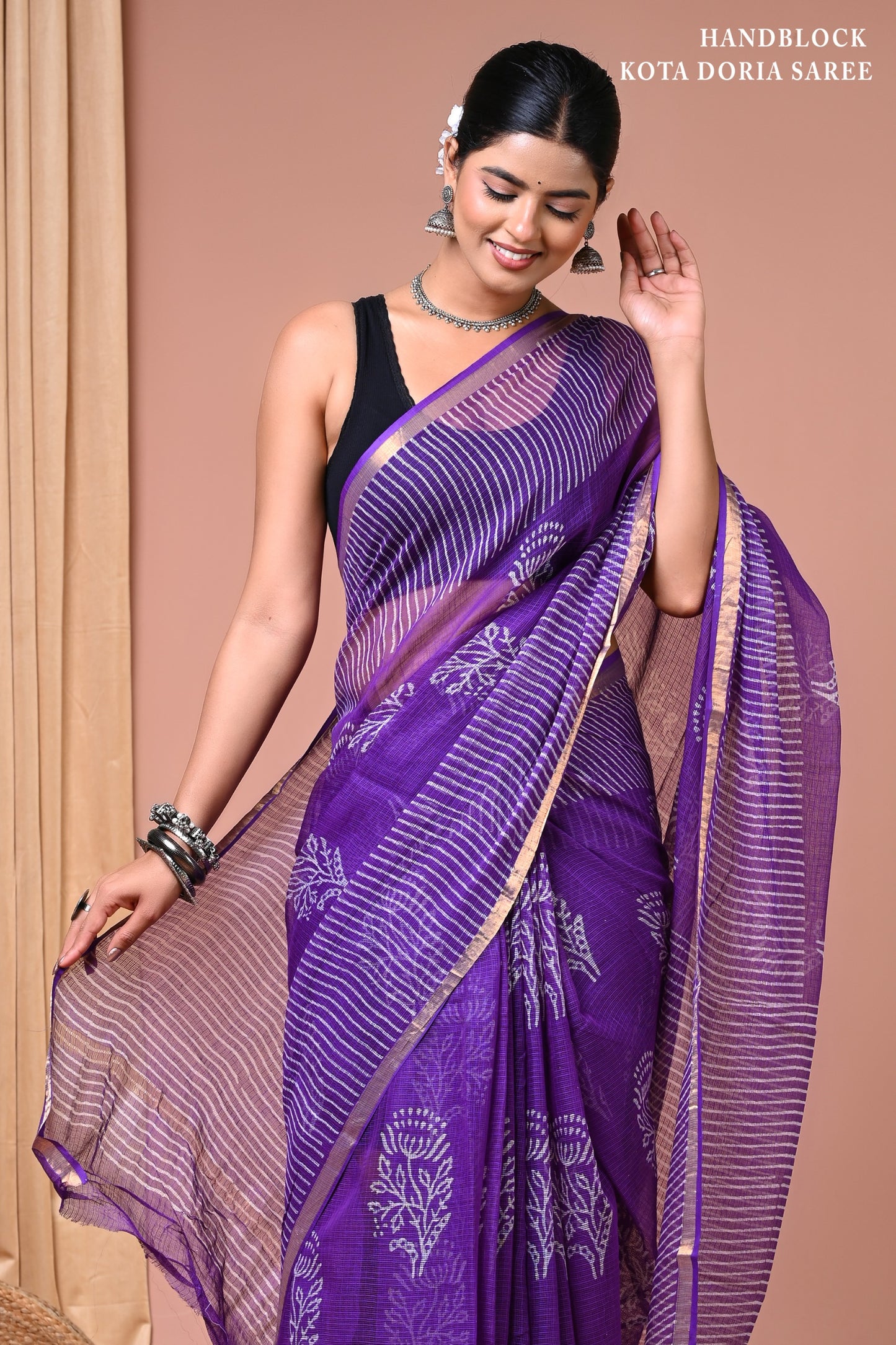 Classic Jaipuri Printed Cotton Mulmul Saree for Women
