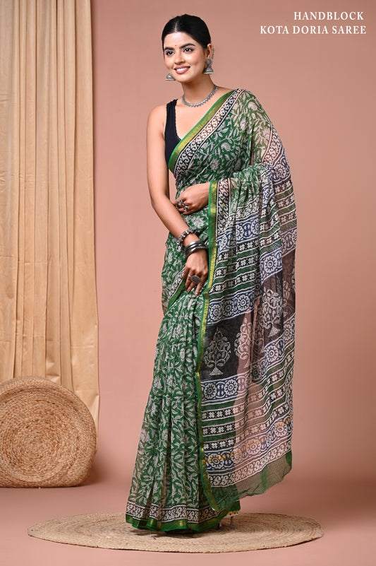 Elegant Kota Doriya Cotton Silk Saree – Lightweight Summer Wear
