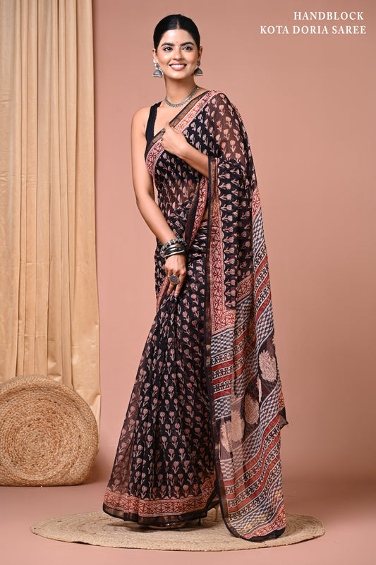 Elegant Kota Doriya Cotton Silk Saree – Lightweight Summer Wear