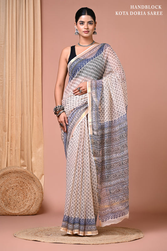 Classic Jaipuri Printed Cotton Mulmul Saree for Women