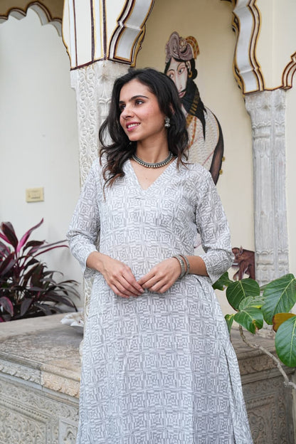 Traditional Bagru Print Cotton Kurti Palazzo Set